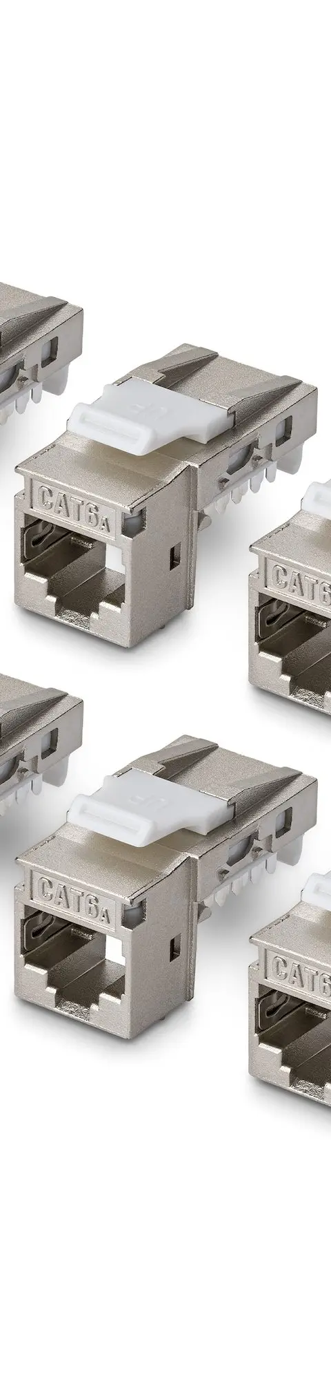 StarTech.com Shielded Cat6a Keystone Jack, 10-Pack RJ45 Ethernet Keystone Jacks, STP Cat6a Wall Jack, 90-Degree Toolless