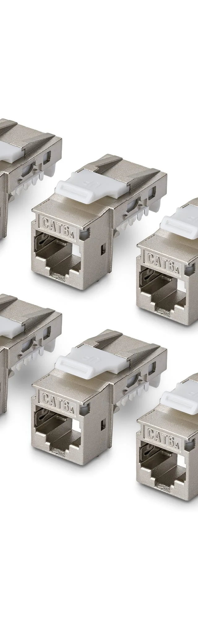 StarTech.com Shielded Cat6a Keystone Jack, 10-Pack RJ45 Ethernet Keystone Jacks, STP Cat6a Wall Jack, 90-Degree Toolless