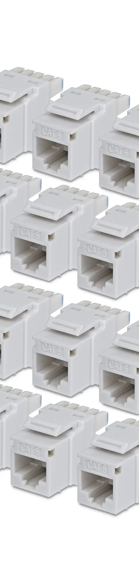 StarTech.com Cat6 Keystone Jack, 24-Pack RJ45 Ethernet Keystone Jacks, UTP Cat6 Wall Jack, 180-Degree 110 Punch Down, White