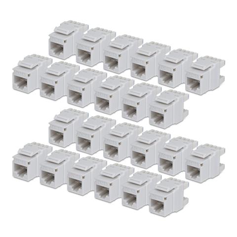 StarTech.com Cat6 Keystone Jack, 24-Pack RJ45 Ethernet Keystone Jacks, UTP Cat6 Wall Jack, 180-Degree 110 Punch Down, White
