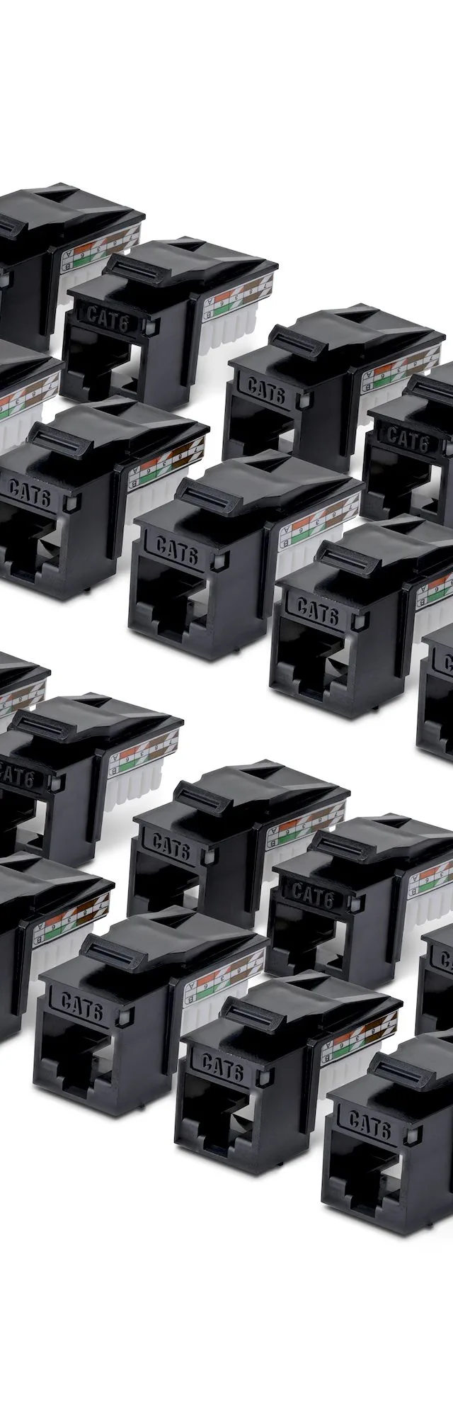 StarTech.com Cat6 Keystone Jack, 24-Pack RJ45 Ethernet Keystone Jacks, UTP Cat6 Wall Jack, 90-Degree 110 Punch Down, Black