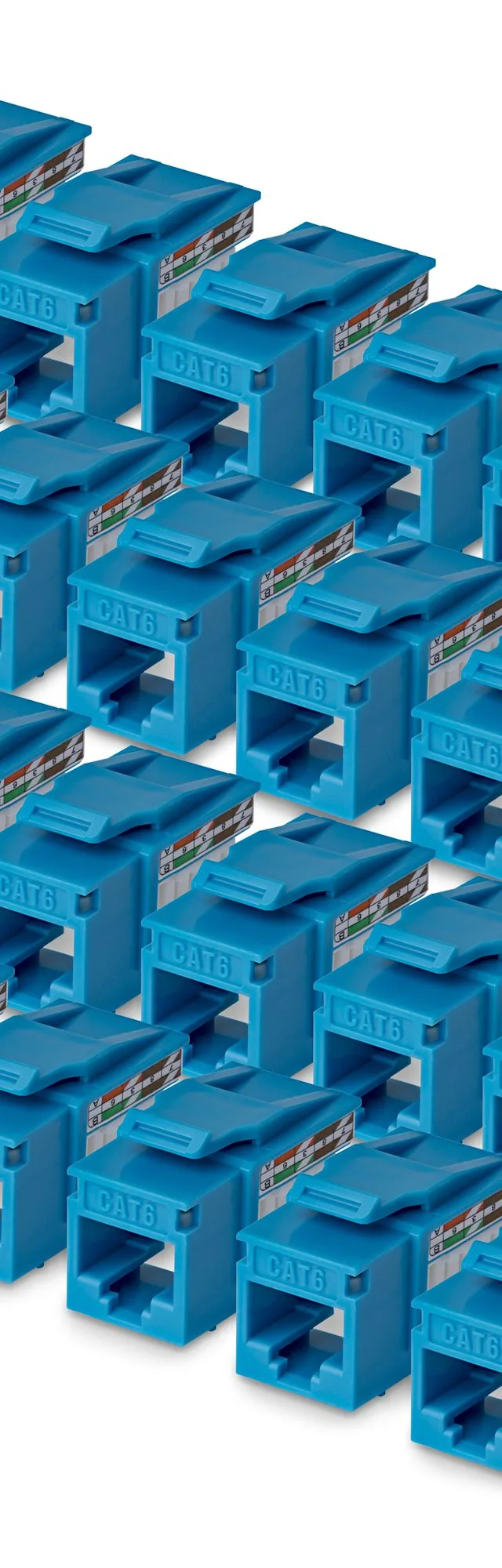 StarTech.com Cat6 Keystone Jack, 24-Pack RJ45 Ethernet Keystone Jacks, UTP Cat6 Wall Jack, 90-Degree 110 Punch Down, Blue