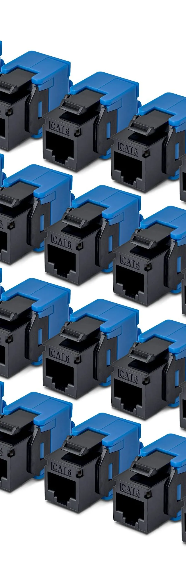 StarTech.com Cat6 Keystone Jack, 24-Pack RJ45 Ethernet Keystone Jacks, UTP Cat6 Wall Jack, 180-Degree Toolless, Black