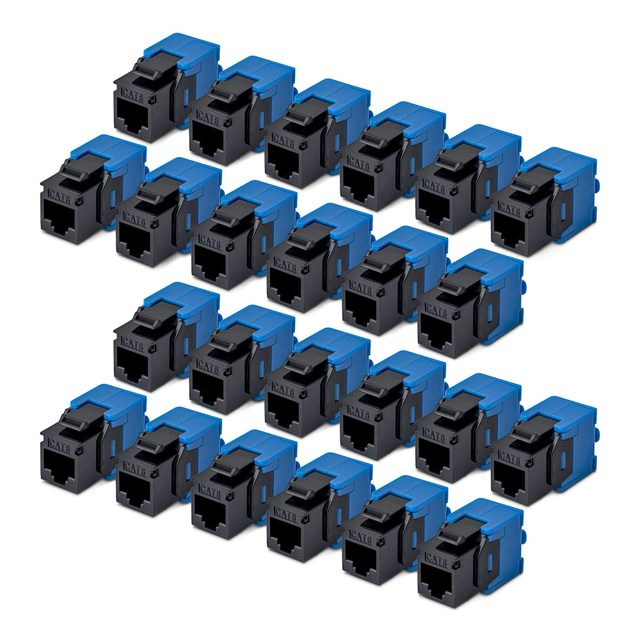 StarTech.com Cat6 Keystone Jack, 24-Pack RJ45 Ethernet Keystone Jacks, UTP Cat6 Wall Jack, 180-Degree Toolless, Black