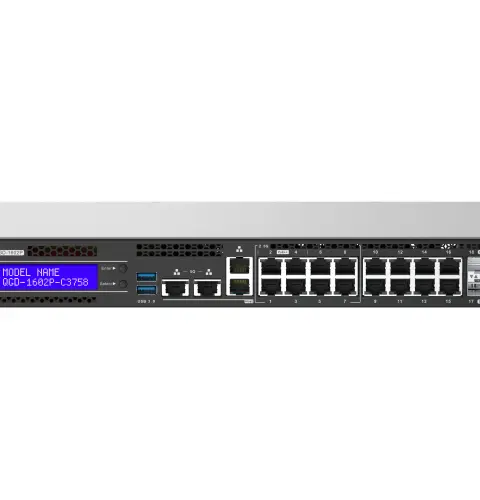 QNAP QGD-1602P Managed L2 Gigabit Ethernet (10/100/1000) Power over Ethernet (PoE) 1U Black, Grey