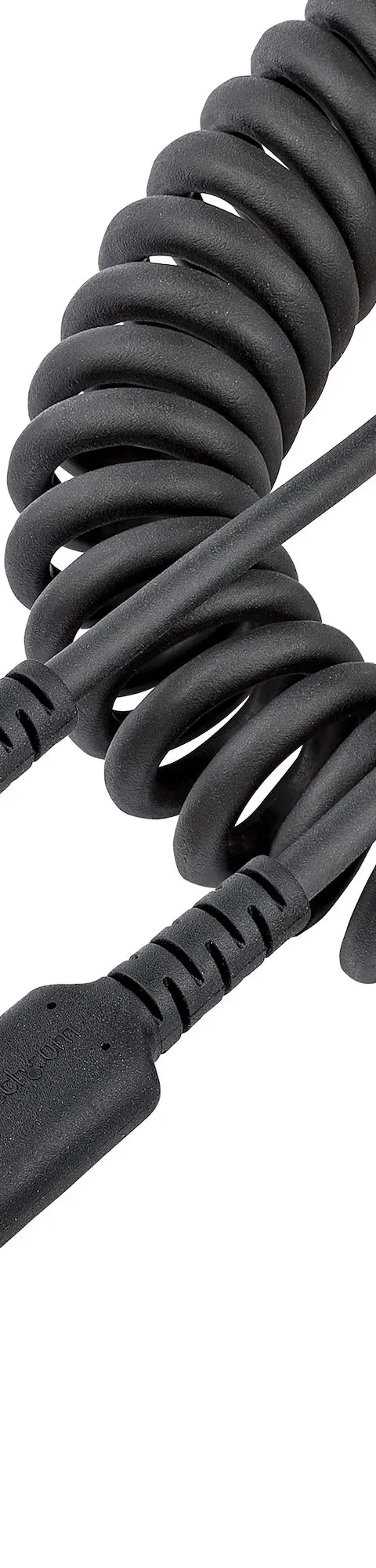 StarTech.com 20in (50cm) USB C Charging Cable, Coiled Heavy Duty Fast Charge & Sync USB-C Cable, USB 2.0 Type-C Cable, Rugged Aramid Fiber, Durable Male to Male USB Cable, Black