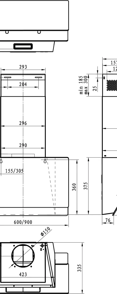 Gorenje WHI649EXBG Wall-mounted Silver, Stainless steel 608 m³/h
