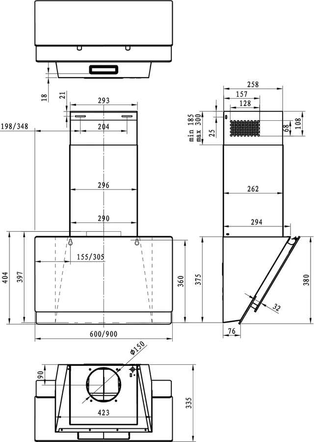 Gorenje WHI649EXBG Wall-mounted Silver, Stainless steel 608 m³/h