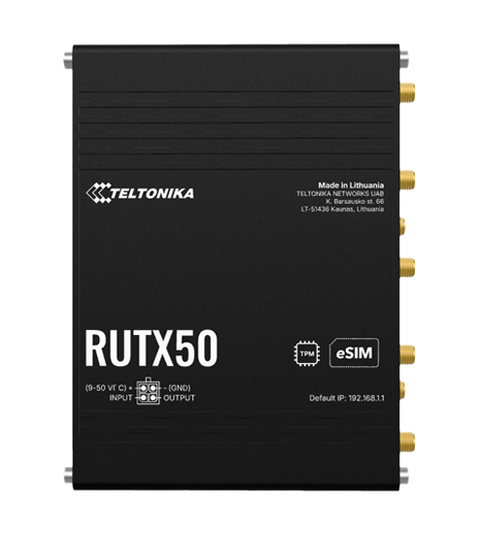 Teltonika RUTX50 wireless router Gigabit Ethernet Dual-band (2.4 GHz / 5 GHz) 5G Black