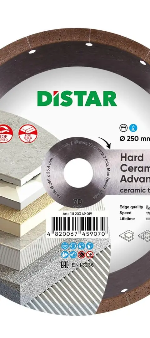 DISTAR HARD CERAMICS ADVANCED DIAMOND BLADE 250 X 1.5 X 10 X 25.4