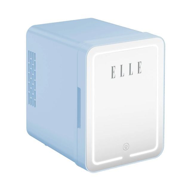 ELLE 4L Mini Fridge With LED Make-Up Mirror Blue