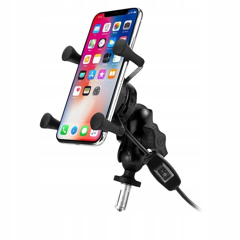 MOTORBIKE PHONE HOLDER FREEDCONN MC7W WITH INDUCTIVE CHARGER BM2R HEAD TUBE ATTACHMENT