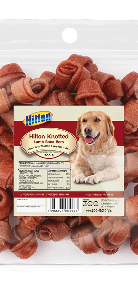 HILTON Knotted Lamb Bone 6 Cm - Dog Chew - 500g