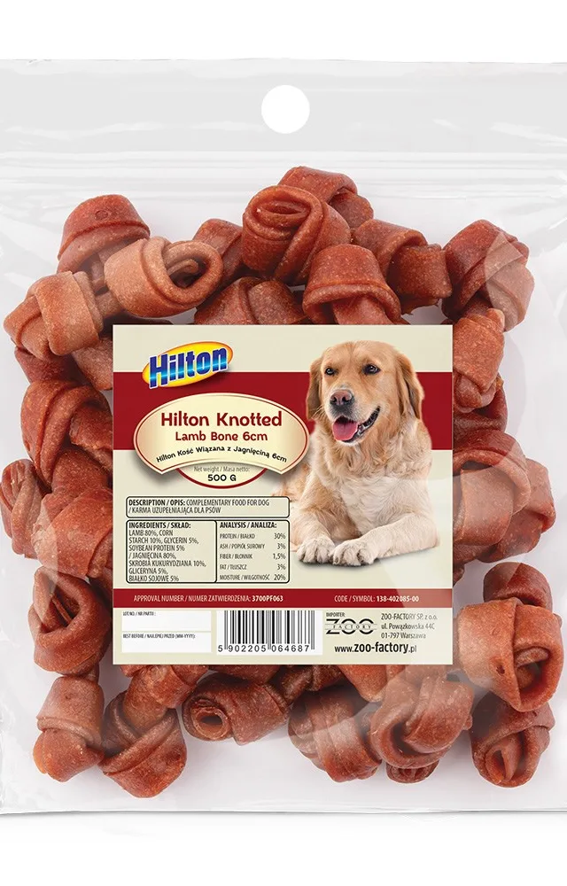 HILTON Knotted Lamb Bone 6 Cm - Dog Chew - 500g