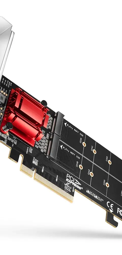 Axagon PCEM2-ND PCIe x8 - dual M.2 NVMe M-key slot adapter, RAID, dataswitch, w. SP & LP