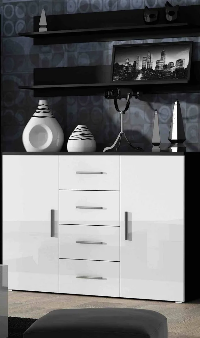 Cama Living Room Sideboard UNI Black/White Gloss