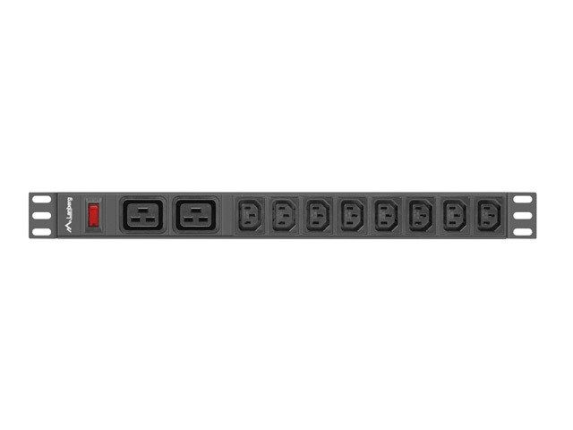 Lanberg PDU-02I1908I-0200-C20-BK power distribution unit (PDU) 10 AC outlet(s) 1U Black
