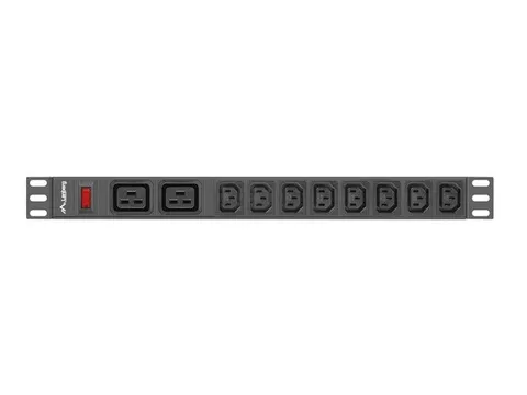 Lanberg PDU-02I1908I-0200-C20-BK power distribution unit (PDU) 10 AC outlet(s) 1U Black