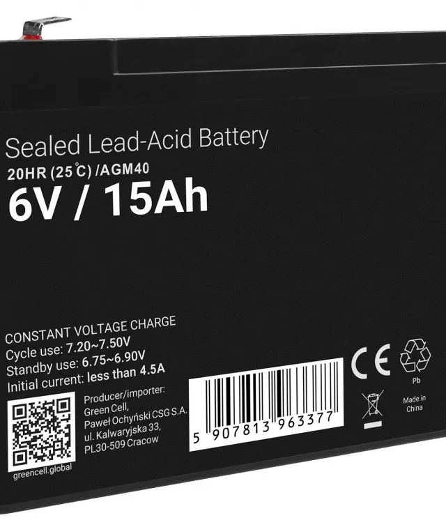 Green Cell AGM40 UPS battery VRLA AGM 6 V 15 Ah
