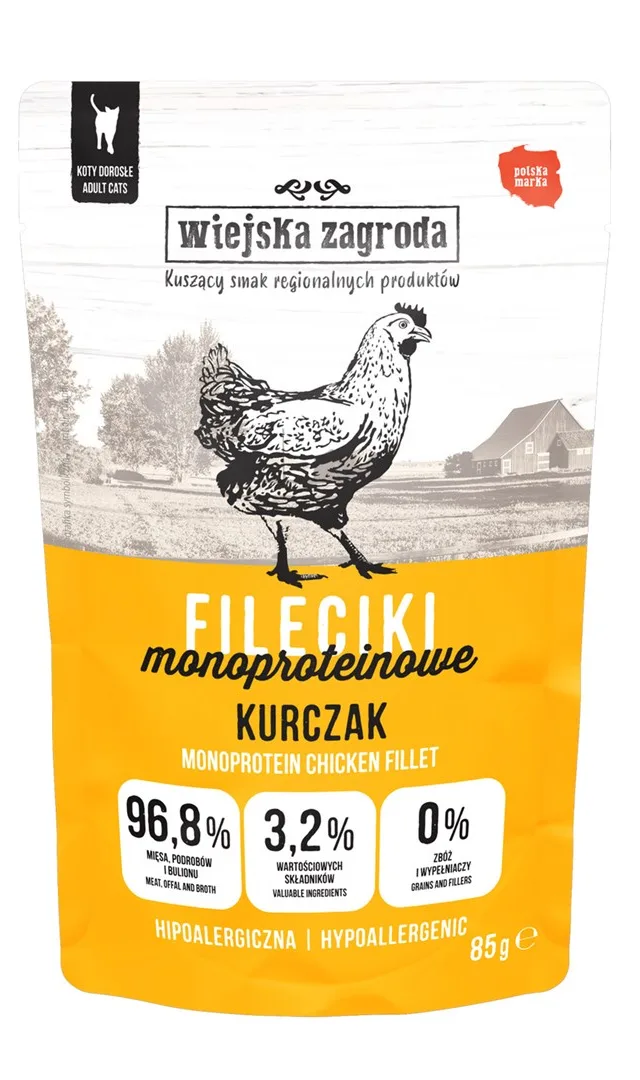 WIEJSKA ZAGRODA Chicken Monoprotein Fillets – Wet Food For Cats – 85g