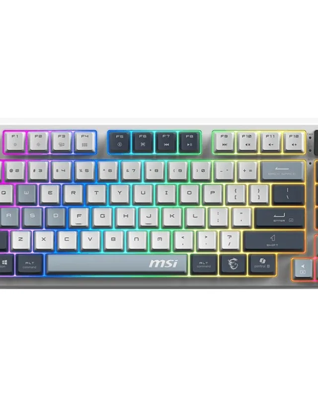 MSI FORGE GK600 TKL WIRELESS SKY keyboard Gaming USB + Bluetooth QWERTY UK English Blue, White