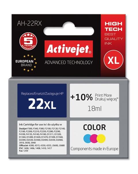 Activejet AH-22RX ink for HP printer, HP 22XL C9352A replacement; Premium; 18 ml; color