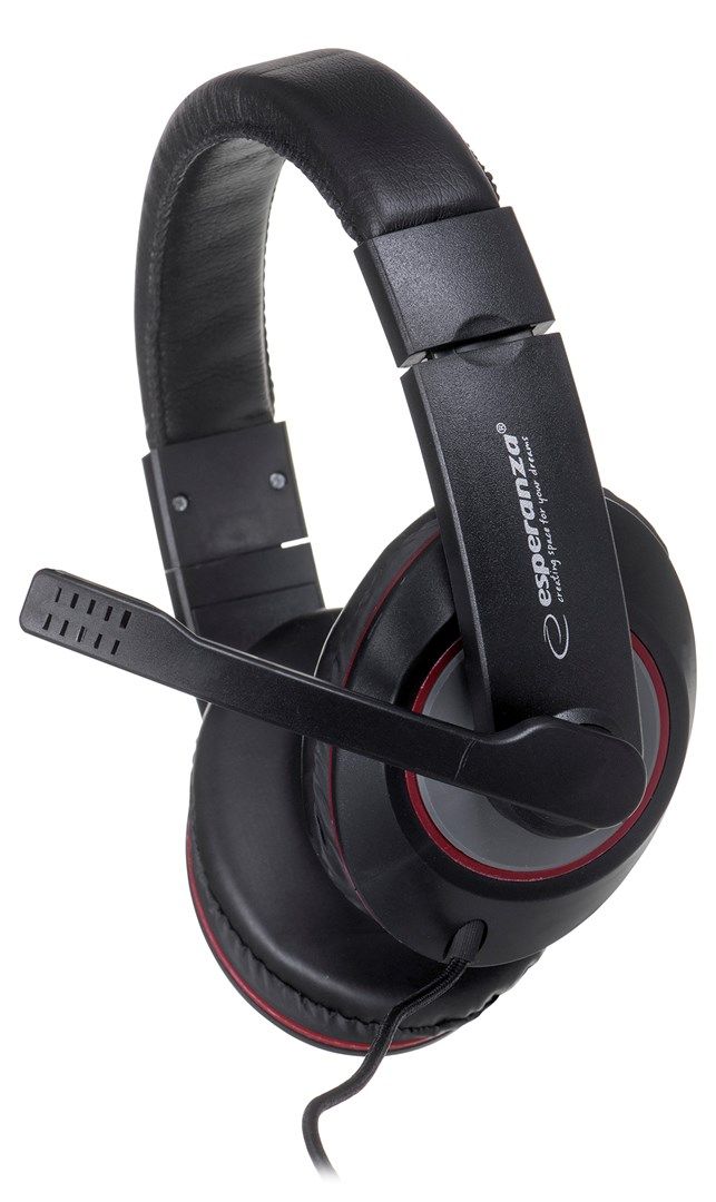 Esperanza EH118 Headphones/Headset Wired Head-Band Calls/Music Black Red