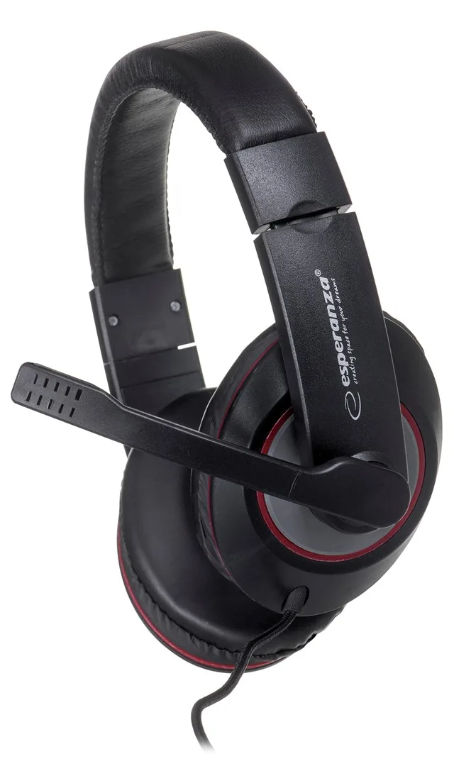 Esperanza EH118 Headphones/Headset Wired Head-Band Calls/Music Black Red