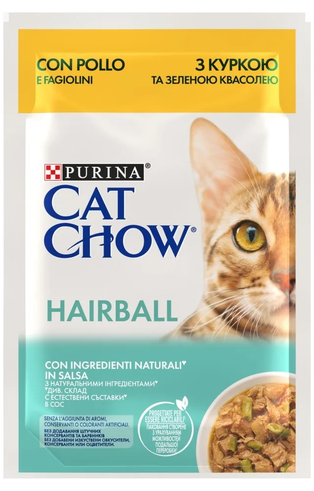CAT CHOW Hairball Control Chicken Green Beans In Sauce 85g