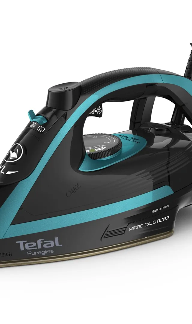 Tefal Puregliss FV8066 Dry & Steam iron Durilium AirGlide Autoclean soleplate 3000 W Black, Blue