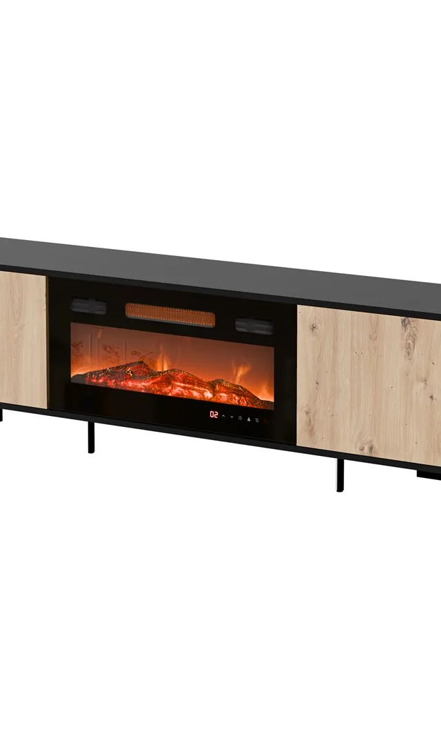 Cama RTV Cabinet MERCI 180 X 40 X 53.5 Cm Black/Oak Artisan Fireplace