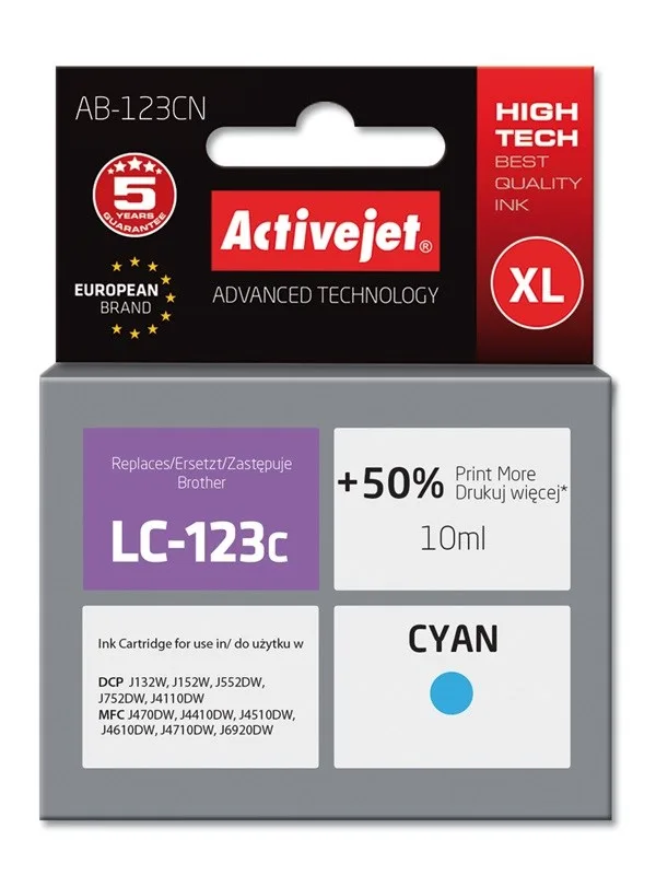 Activejet AB-123CN Cyan Ink Cartridge