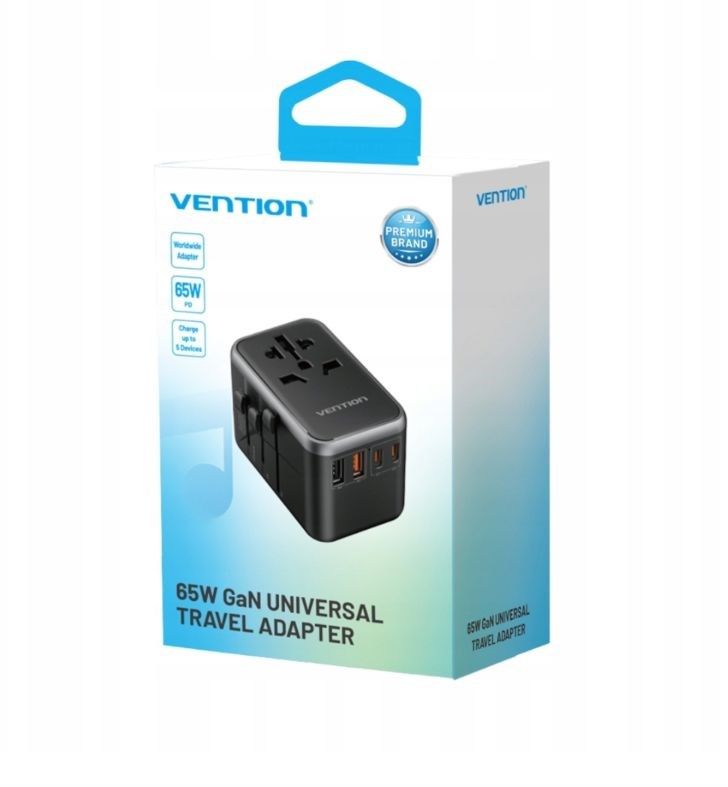 Vention 65W GaN Travel Adapter And Charger 2x USB-A 2x USB-C