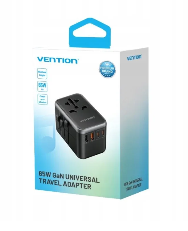 Vention 65W GaN Travel Adapter And Charger 2x USB-A 2x USB-C