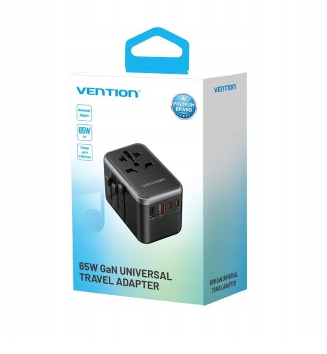 Vention 65W GaN Travel Adapter And Charger 2x USB-A 2x USB-C