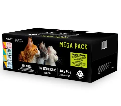 PETREPUBLIC Mega Pack Salmon Chicken Tuna Cod Trout - Wet Cat Food - 48x85g