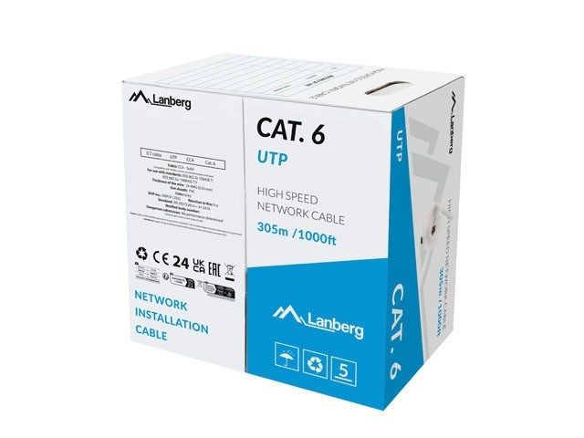 LAN CABLE UTP Category 6 305 Meters Wire CCA Grey FLUKE PASSED By LANBERG