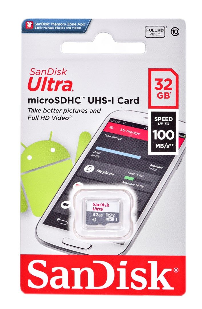 SanDisk Ultra 32GB MicroSDHC UHS-I Card - 100MB/S