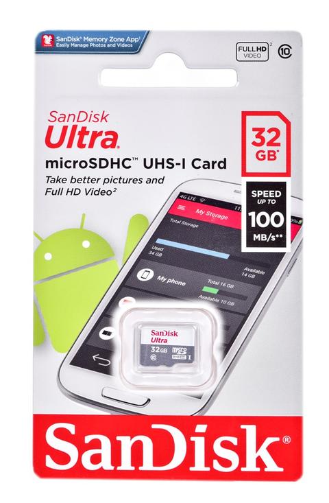 SanDisk Ultra 32GB MicroSDHC UHS-I Card - 100MB/S