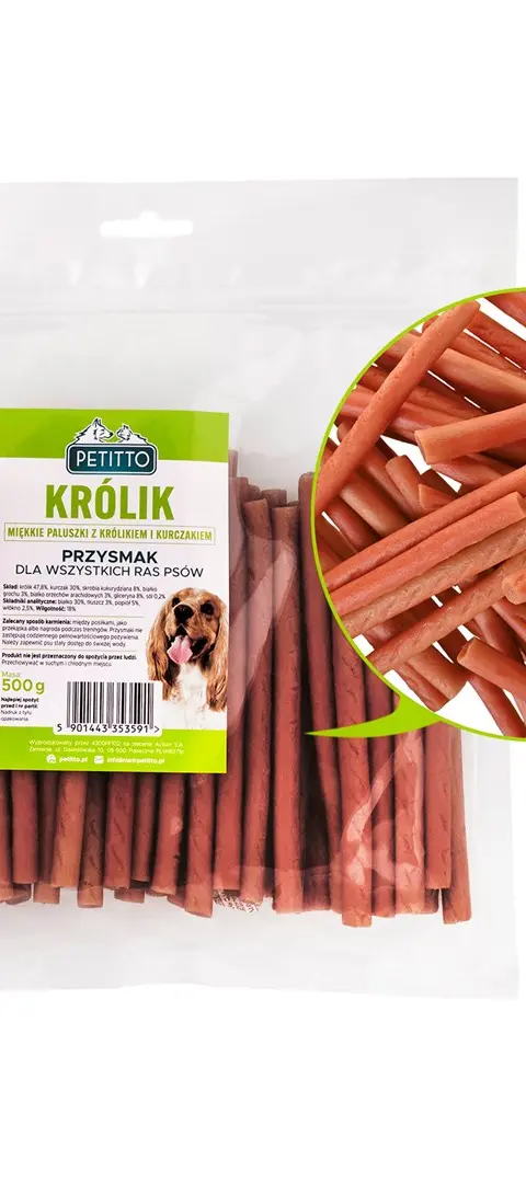 PETITTO Soft Rabbit Fingers - Dog Treat - 500g
