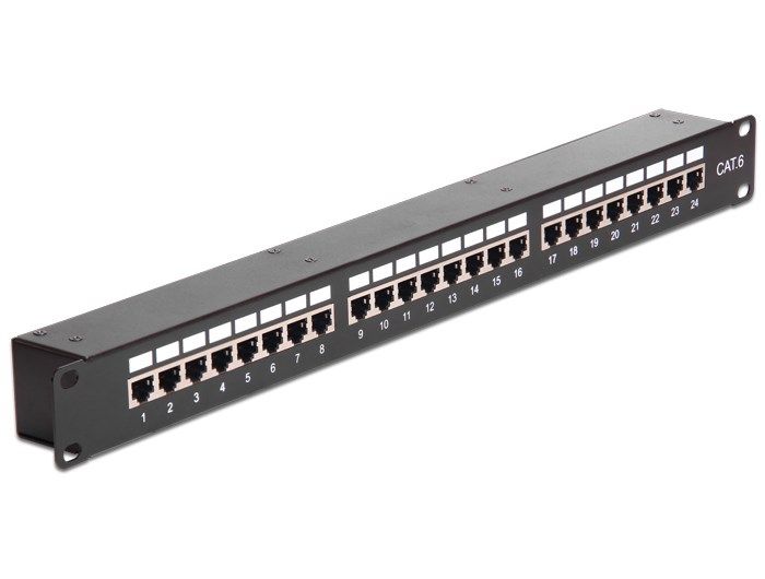 DELOCK Network 48.26cm 19Zoll Kupplungs-Patchpanel 24 Port Cat.6