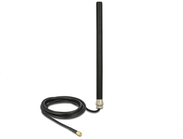 DELOCK LTE UMTS GSM Antenna SMA Plug 3 DBi Omnidirektional Starr Mit Anschlusskabel RG-58 3m Wandmontage Outdoor Black