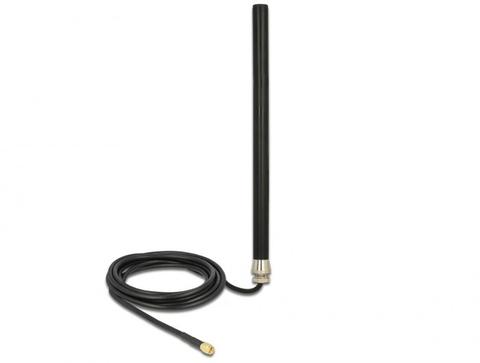DELOCK LTE UMTS GSM Antenna SMA Plug 3 DBi Omnidirektional Starr Mit Anschlusskabel RG-58 3m Wandmontage Outdoor Black