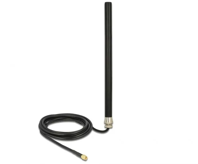 DELOCK LTE UMTS GSM Antenna SMA Plug 3 DBi Omnidirektional Starr Mit Anschlusskabel RG-58 3m Wandmontage Outdoor Black