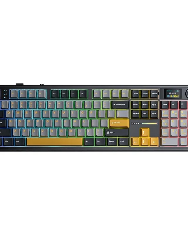 F108 Pro Gray Orange Deep Gray Reaper Switch RGB Keyboard By AULA