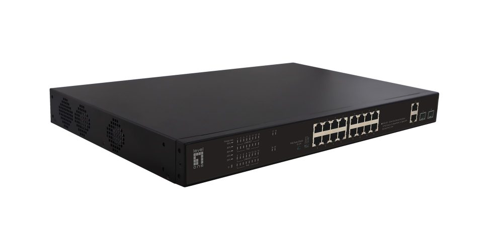 Switch 16x FE FGP-2031 2xGE 2xGSFP 19" 270W 16xPoE