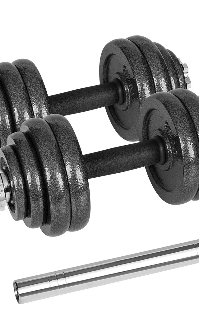 REBEL ACTIVE Adjustable Dumbbells In A Case 30 Kg With A Bar