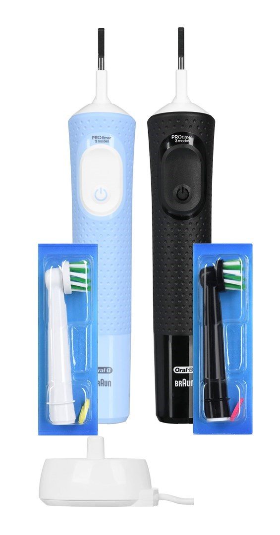 Oral-B Vitality Pro D103 Duo, Elektrische ZahnbüRste (Schwarz/Blau, Black/Blue, Inkl. 2. Handstck)