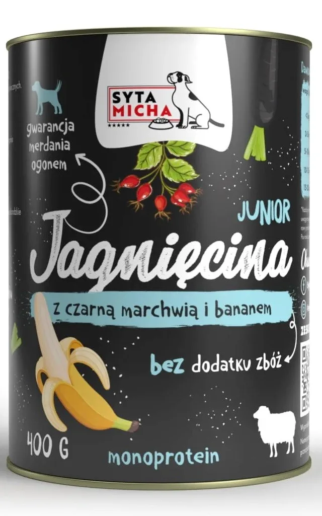 SYTA MICHA Junior Lamb With Black Carrot And Banana - Wet Dog Food - 400g
