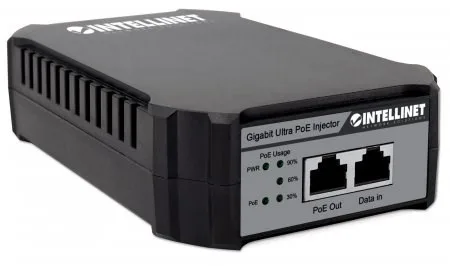 Intellinet Gigabit PoE++ Injector, One 95 W Port, IEEE 802.3bt (4PPoE) Compliant, Plastic Housing, Wall-mount Option